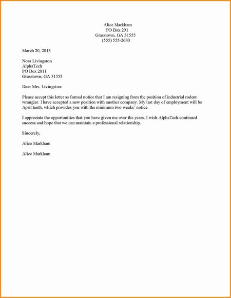 Two Week Resignation Letter Template Best Of 12 Professional