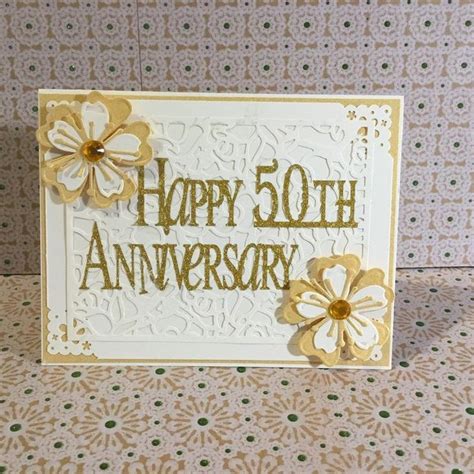 Happy 50th Anniversary Greeting Card Handmade In Gold And Etsy
