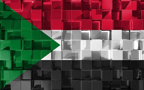 bandera de sudán bandera 3d textura de cubos 3d banderas de países africanos fondo de
