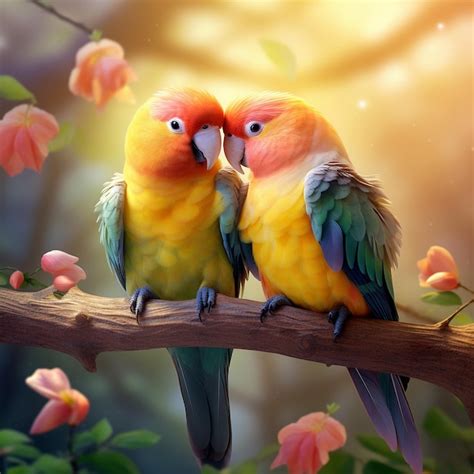 Premium Ai Image Love Birds Wallpaper