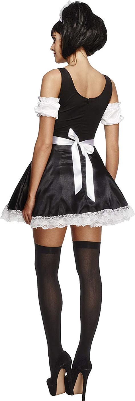 Fever Adult Womens Flirty French Maid Costume Dress Headpiece And