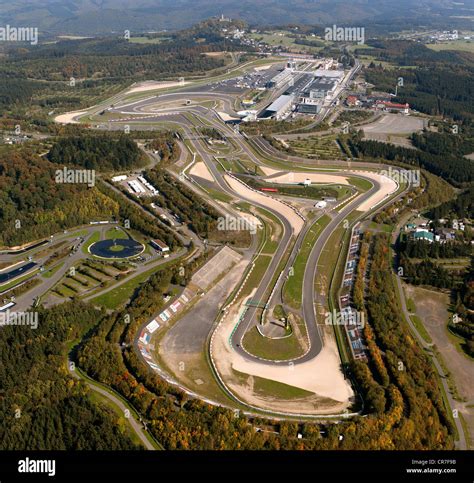 Aerial View Nuerburgring Race Track Muellenbach Eifel Mountain Range