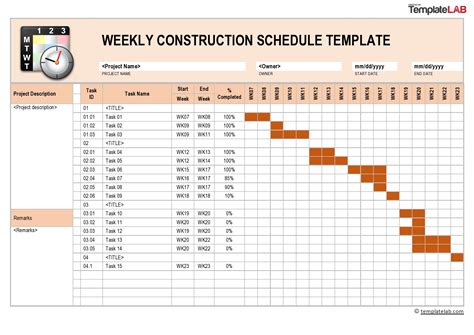 Construction Schedule Templates in Word Excel ᐅ TemplateLab