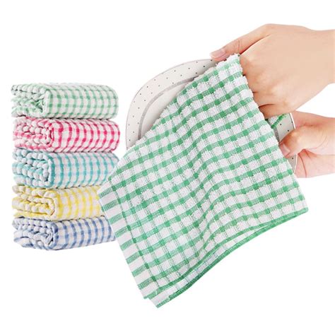tureclos 5pcs super absorbent kitchen cloths cotton dish towels nonstick fast dry wash rags