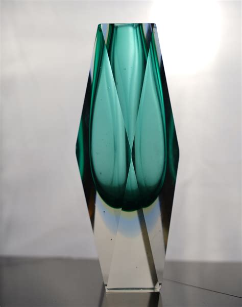 Vintage Green Sommerso Murano Glass Vase By Flavio Poli Italy 1960 137273