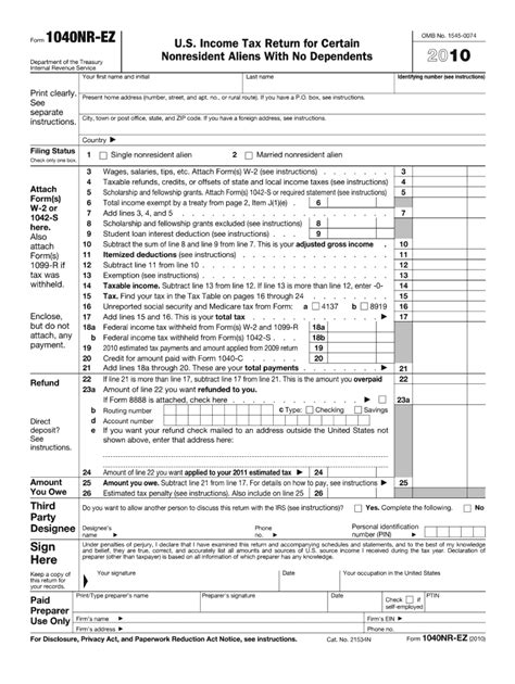 Form 1040nr Ez Fill Out And Sign Printable Pdf Template Airslate