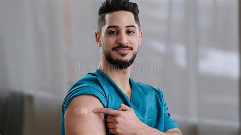 Inspired Arab Male Medical Worker Vaccinated From Covid 19 Virus Man