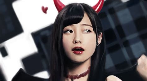 kanna hashimoto long hair asian women horns red lipstick looking away dark hair 1080p