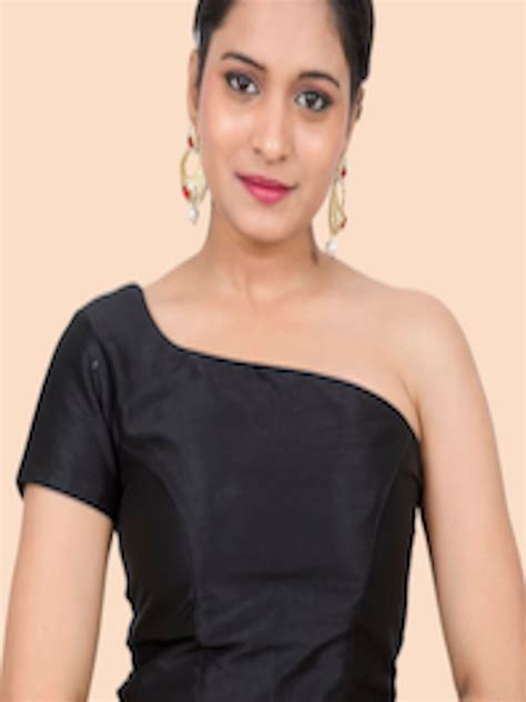 Buy Neckbook Black Solid Princess Cut One Shoulder Padded Readymade Saree Blouse Saree Blouse