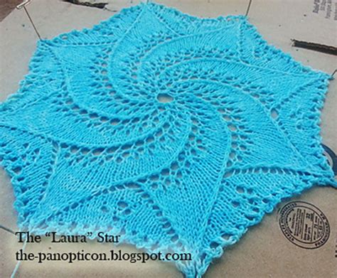 This is a thread crochet pattern but you could work it in a thicker yarn to make a triangle blanket or rug using this doily design. Knitting Patterns Galore - Laura Star Doily