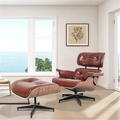 Toomoo Upgarde Aniline Leather Lounge Chair With Ottoman