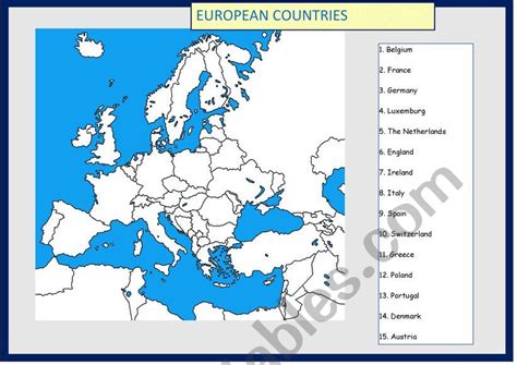 Map Of Europe To Complete Esl Worksheet By Spied D Aignel