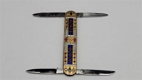 Antique Afield And Coprogress Prussia Brass Enamel Handle Pocket Knife
