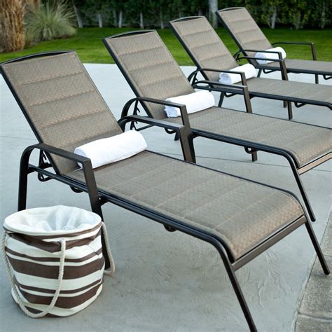 Del Rey Padded Sling Chaise Lounges Set Of 4 Pool Lounge Chairs