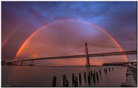 Double Rainbow Over San Francisco Bay Bay Bridge San Francisco