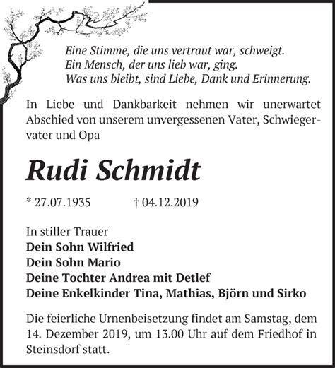 Traueranzeigen Von Rudi Schmidt Schwaebische De Trauerportal My Xxx