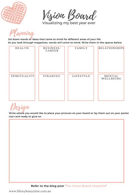 The Vision Board Checklist Printable • Lifestyle Anytime