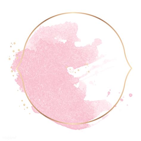 Pink Watercolor In Gold Frame Badge Png Royalty Free Stock