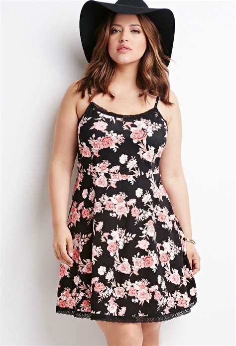 Rose Print Babydoll Dress Plus Size Outfits Plus Size Dresses