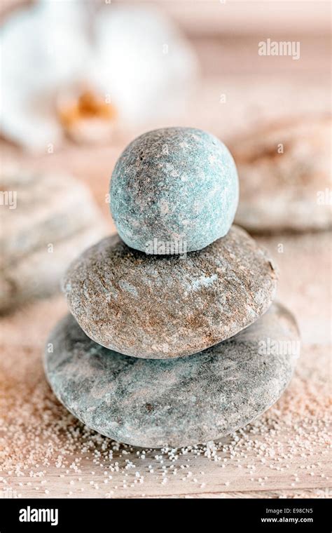 Carefully Balanced And Stacked Naturally Rounded Water Worn Zen Stones
