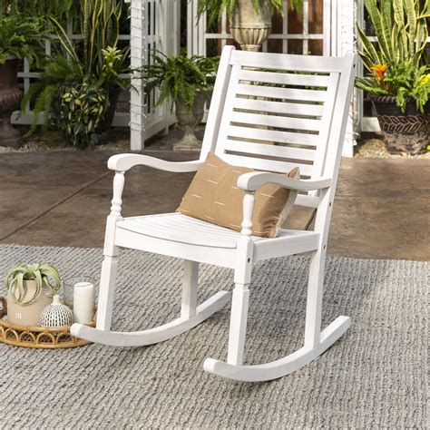 Manor Park Solid Wood Outdoor Patio Wash Rocking Chair White Wash