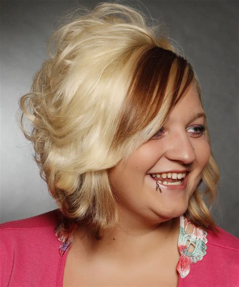 Medium Wavy Alternative Hairstyle With Side Swept Bangs Light Blonde