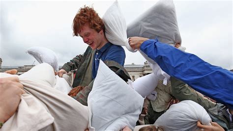 Feathers Fly During International Pillow Fight Day
