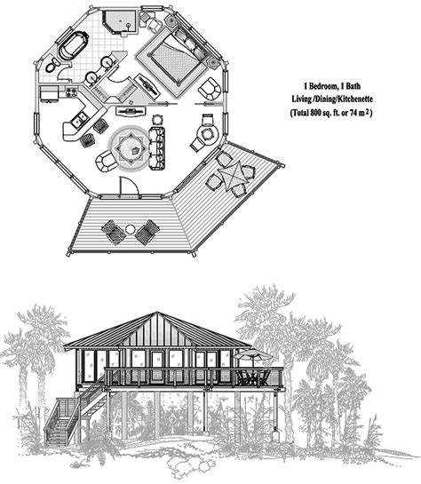 Piling Collection Pg 0301 800 Sq Ft 1 Bedrooms 1 Baths Round House