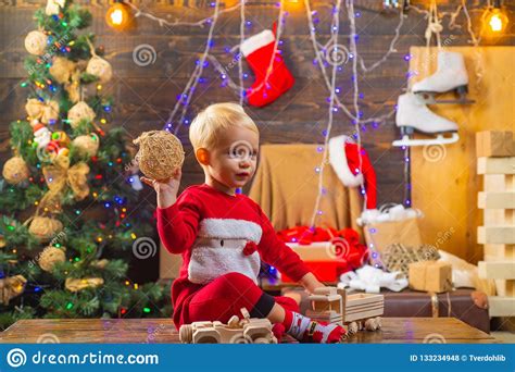 Merry Christmas And Happy Holidays Happy Child With Christmas T Box