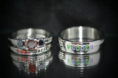 Doll Face And Puddinharley And Joker Rings Comic Inspired Black