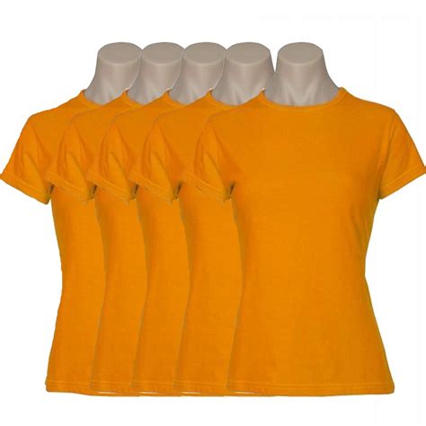 5x Womens Plain Ladies T Shirt 100 Cotton Basic Tee Casual Top Size 6 24 Bulk Ebay