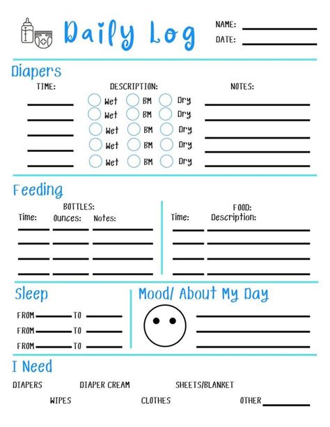 Infant Daily Log Printable Printable Words Worksheets