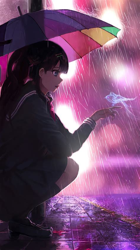 720x1280 Umbrella Rain Anime Girl 4k Moto Gx Xperia Z1z3