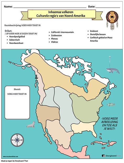 Native American Culturele Regios Kaart Storyboard
