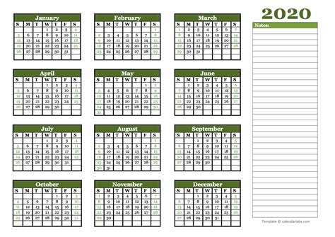 Here are 20 of the most useful and surprising new words added in 2020. 2020 Yearly Calendar With Blank Notes - Free Printable Templates