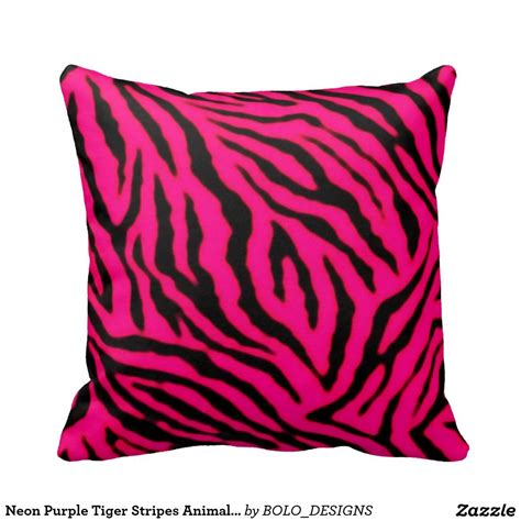 Neon Purple Tiger Stripes Animal Print Pillow In 2021