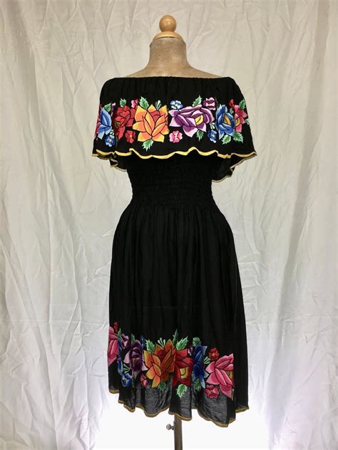 off the shoulder mexican style fancy embroidered short dress etsy mexican style dresses