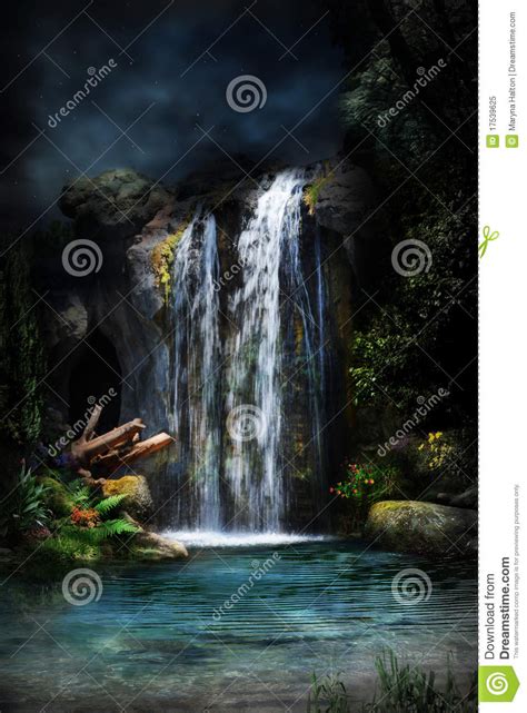 Magical Forest Waterfall 2 Stock Image Image Of Stone 17539625