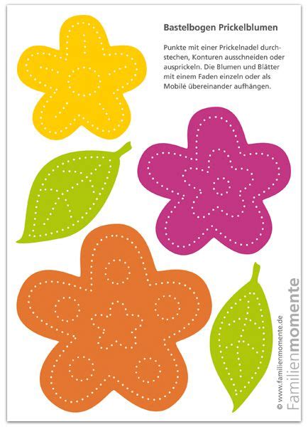 Kostenlose bastelbögen als pdf / weihnachten adventskalender diy kostenlose adventskalender. Familienmomente - Bastelbogen zum Prickeln | Blumen ...