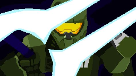 Pixilart Master Chief Holding Energy Sword Halo By Eternal