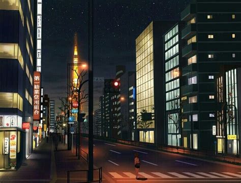 Artist ど〜ら Night City Anime Picture Cityscape