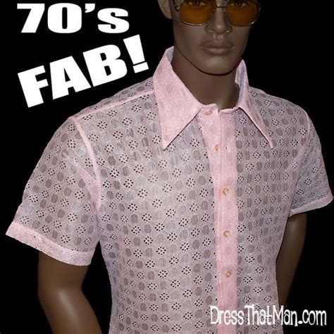 70s Vintage Short Sleeve Lace Shirt L Xl Dressthatman
