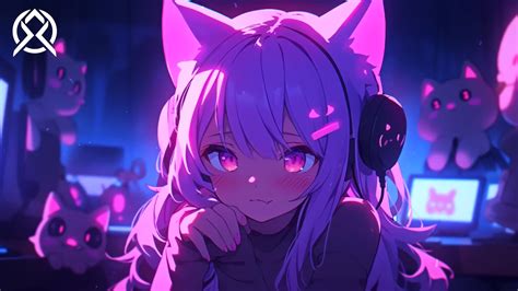 nyafka neko anime cat girl listen to music live wallpaper hi