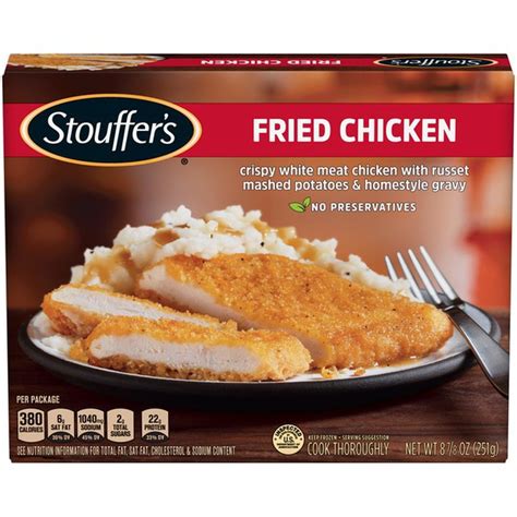 We would like to show you a description here but the site won't allow us. Stouffer's Fried Chicken Frozen Meal (8.875 oz) from FoodsCo - Instacart