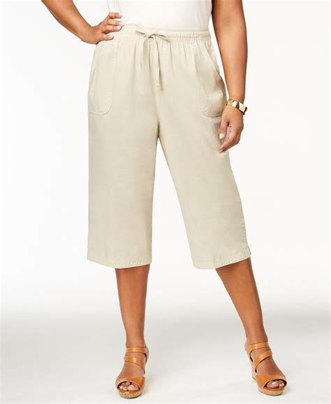 Karen Scott Plus Size Cotton Drawstring Capri Pants Created For Macys