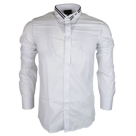 Emporio Armani Cotton Slim Fit Long Sleeve White Shirt Clothing From