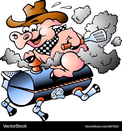 Bbq Pig Riding On A Grill Barrel Royalty Free Vector Image
