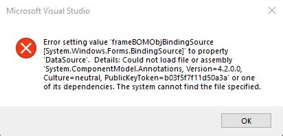 C Could Not Load File Or Assembly System Componentmodel Annotations