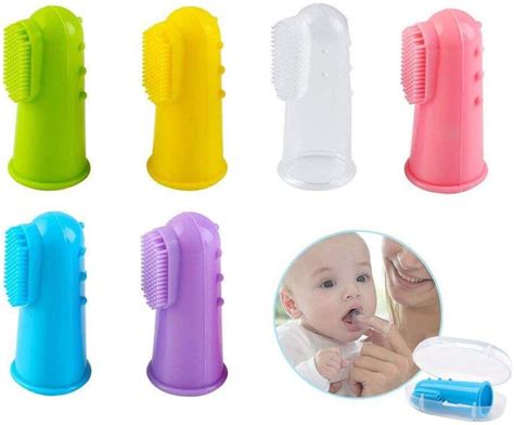 Vicloon Finger Toothbrush Pack Silicone Baby Finger Brush With Clear Case Set Food Grade Tooth