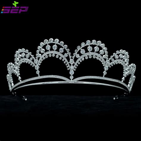 High End Bridal Wedding Full Aaa Cz Cubic Zirconia Royal Tiara Crown